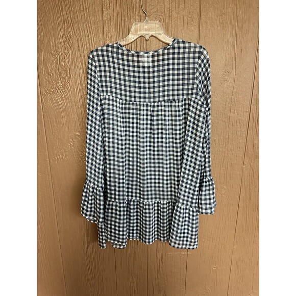 Draper James Gingham Navy Sheer Swim Cover Up Or Dress Size XS‎ Long Sleeve - Picture 8 of 9